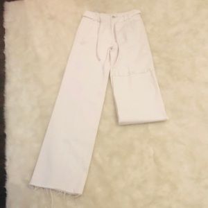 J Brand Womens White Denim Jeans Belted SZ 24 X 34